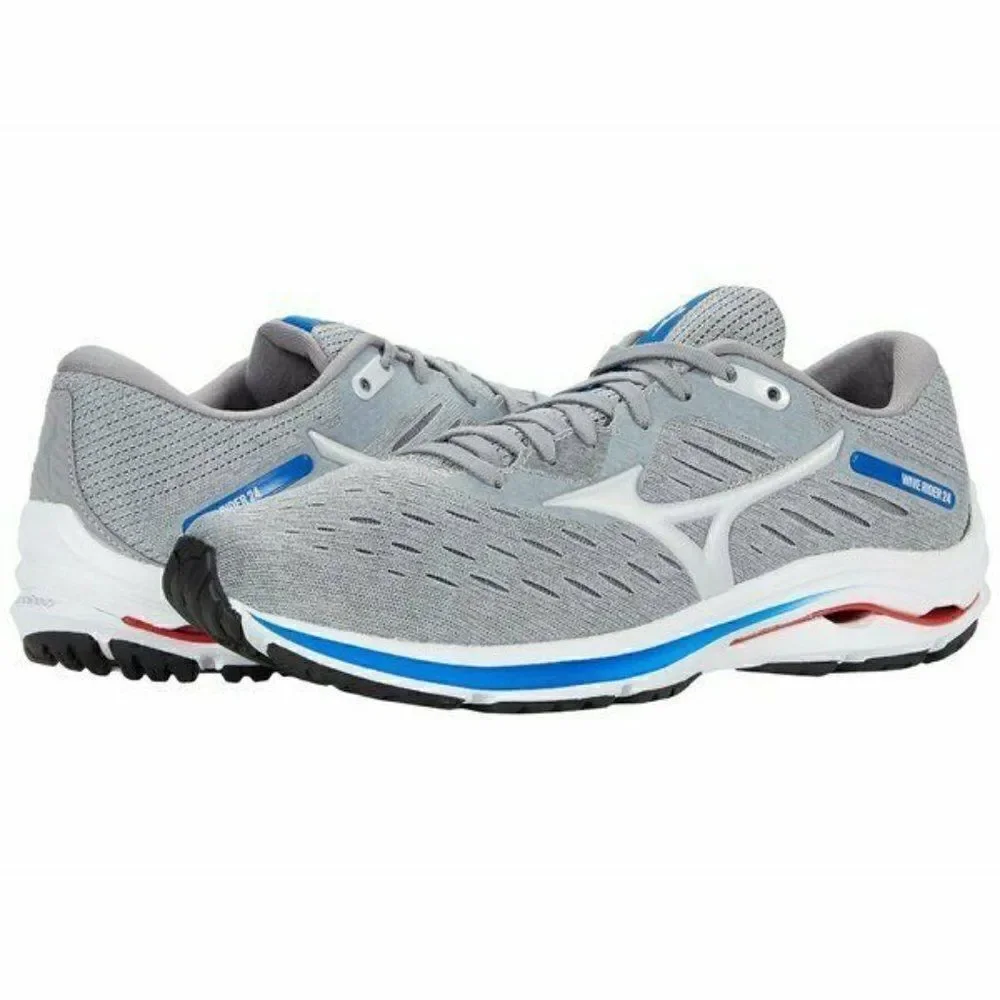 NEW in BOX MIZUNO WAVE RIDER 24 Grey Blue Red 7 US Women 37 EUR